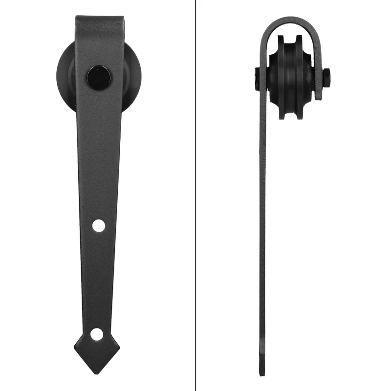 B-Ware Schiebetürbeschlag 244 cm Schwarz aus Kohlenstoffstahl