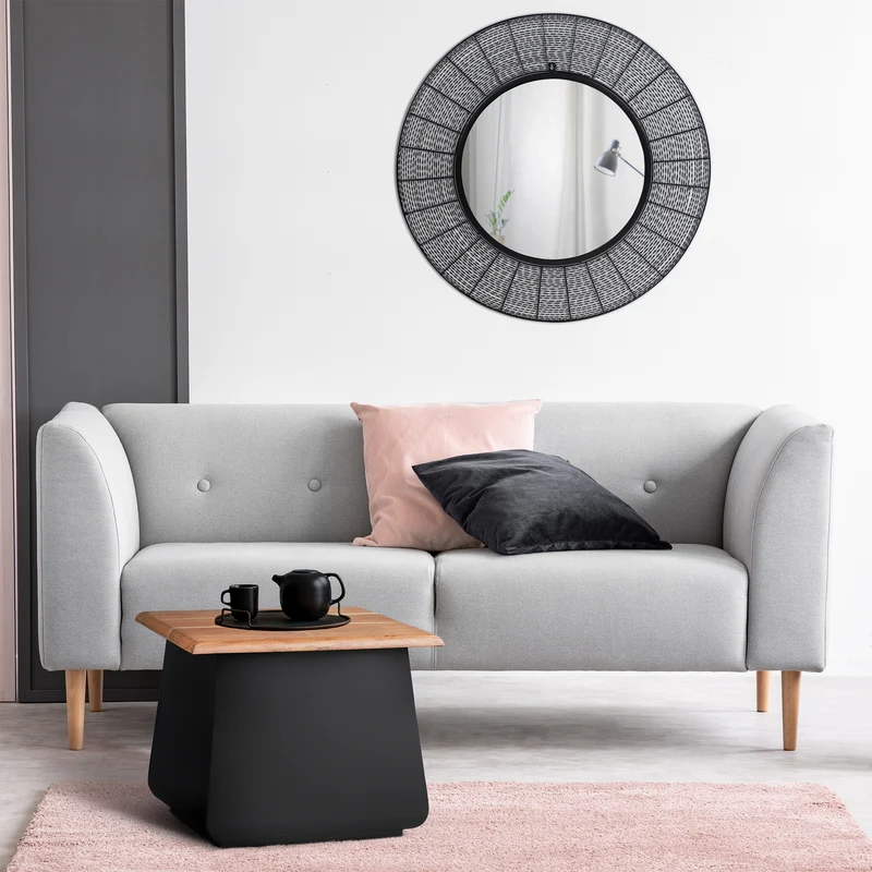 Wandspiegel Ø 84 cm Schwarz aus Glas und Metall WOMO-Design
