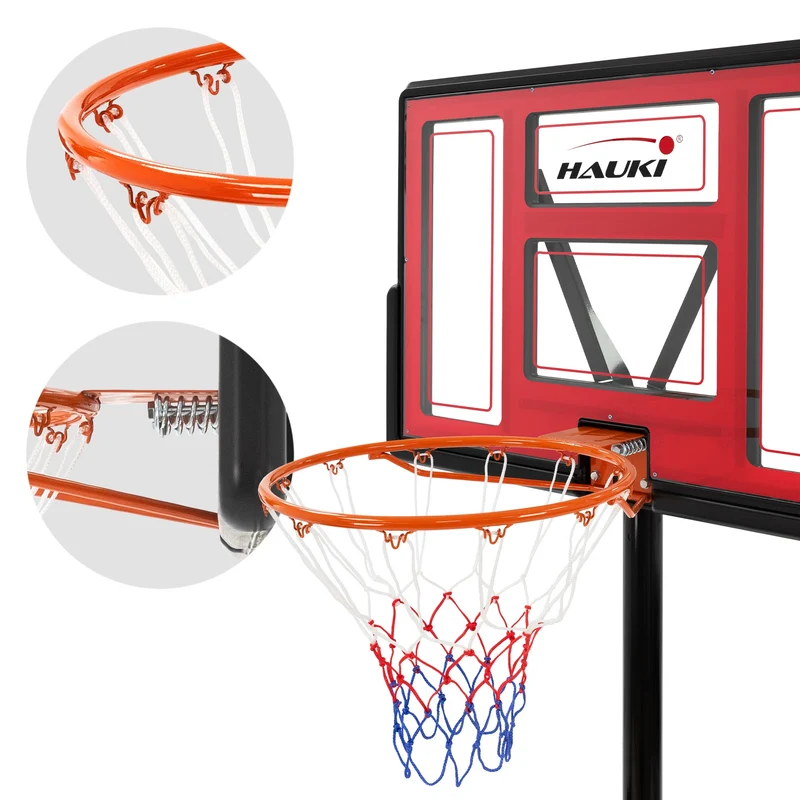 Basketballkorb Set mit Ständer Rot aus Stahl Hauki