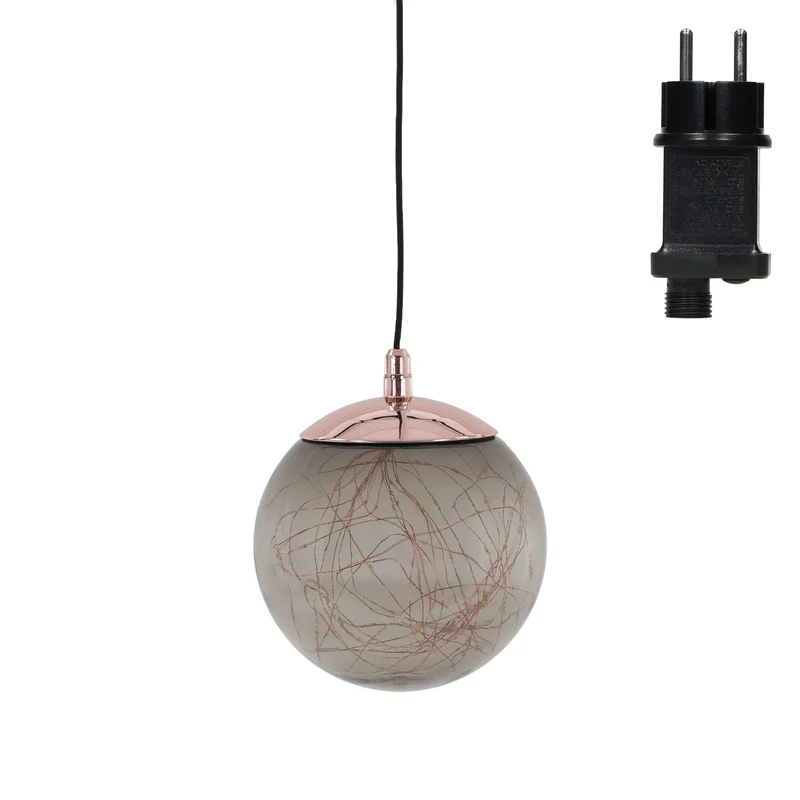 LED Weihnachtskugel mit warmweißen LEDs Ø 18 cm Grau aus Glas