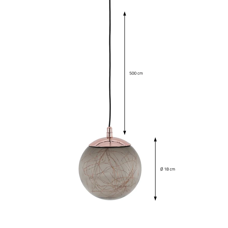 LED Weihnachtskugel mit warmweißen LEDs Ø 18 cm Grau aus Glas