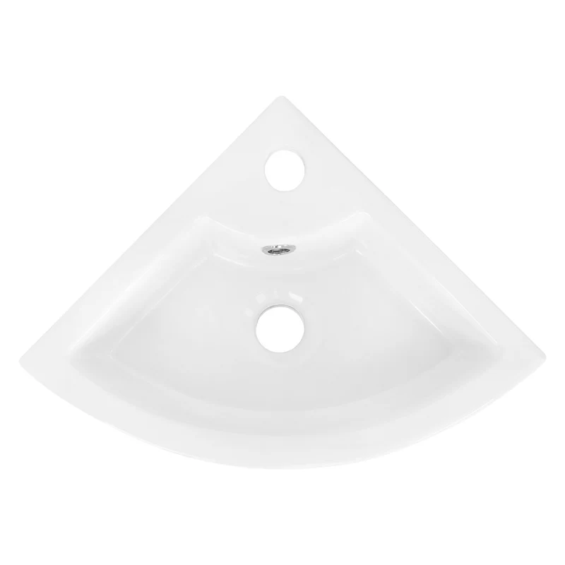 Waschbecken inkl. Ablaufgarnitur Silber mit Überlauf 46x33x13 cm Weiß aus Keramik LuxeBath