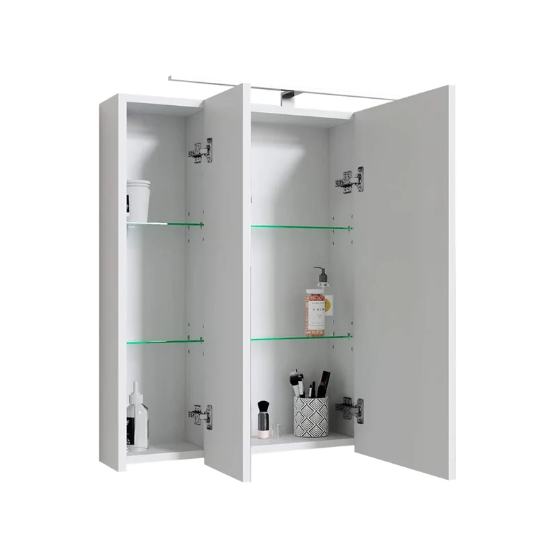 B-Ware Spiegelschrank mit LED-Beleuchtung 72,4x72x15 cm Weiß ML-Design