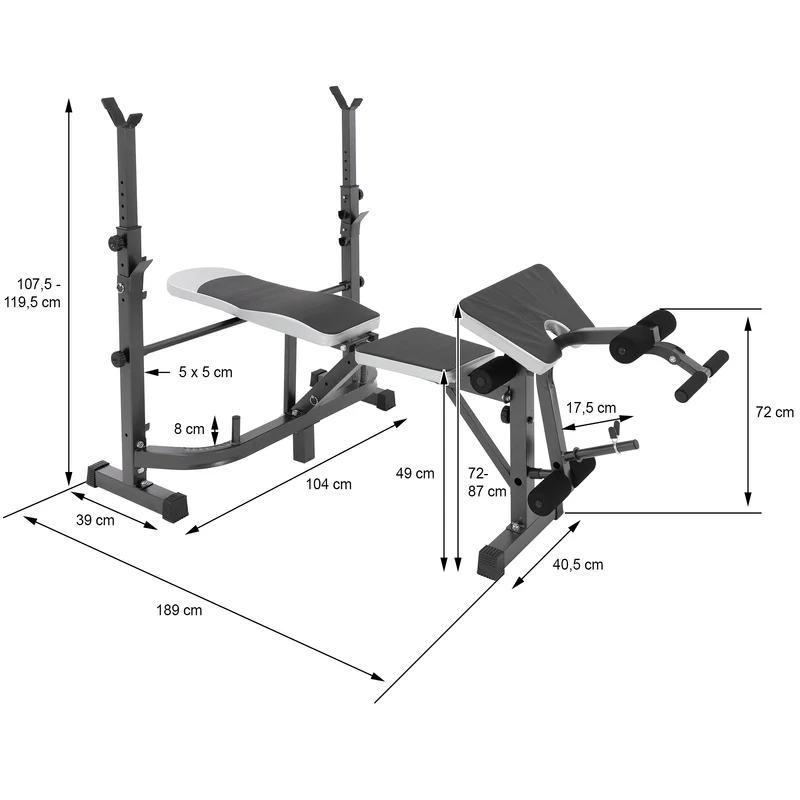 B-Ware Multifunktion Hantelbank mit Ablage anthrazit aus Metall bis 255 kg