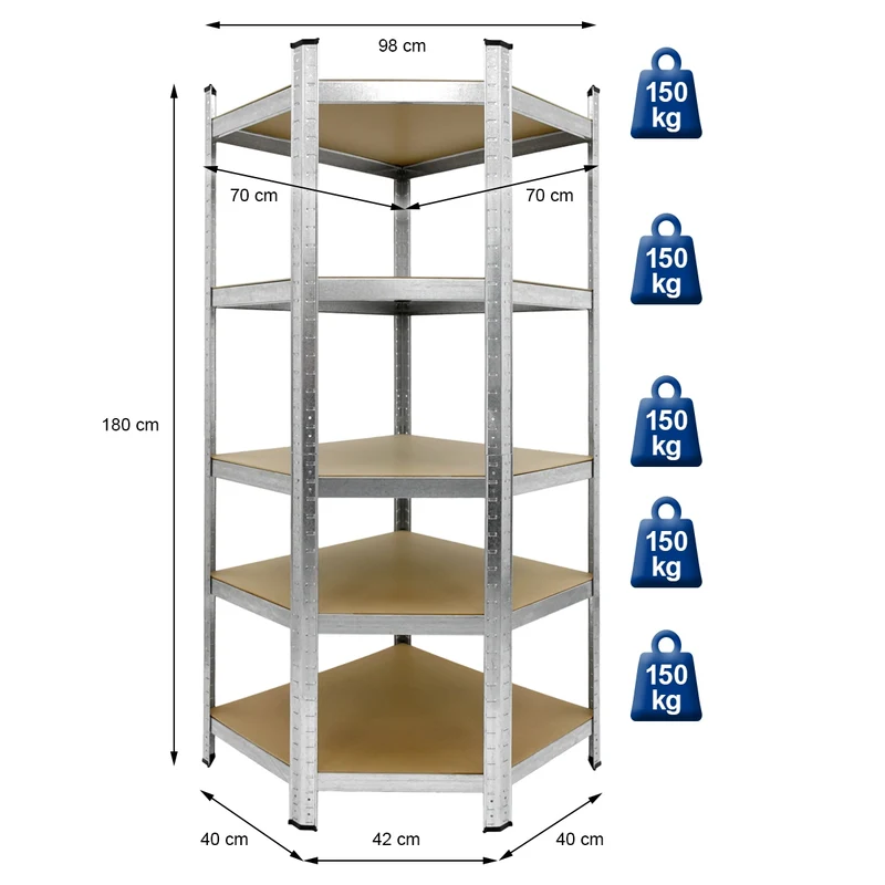 Regalsystem 3er Set belastbar bis 750 kg aus Holz und Metall