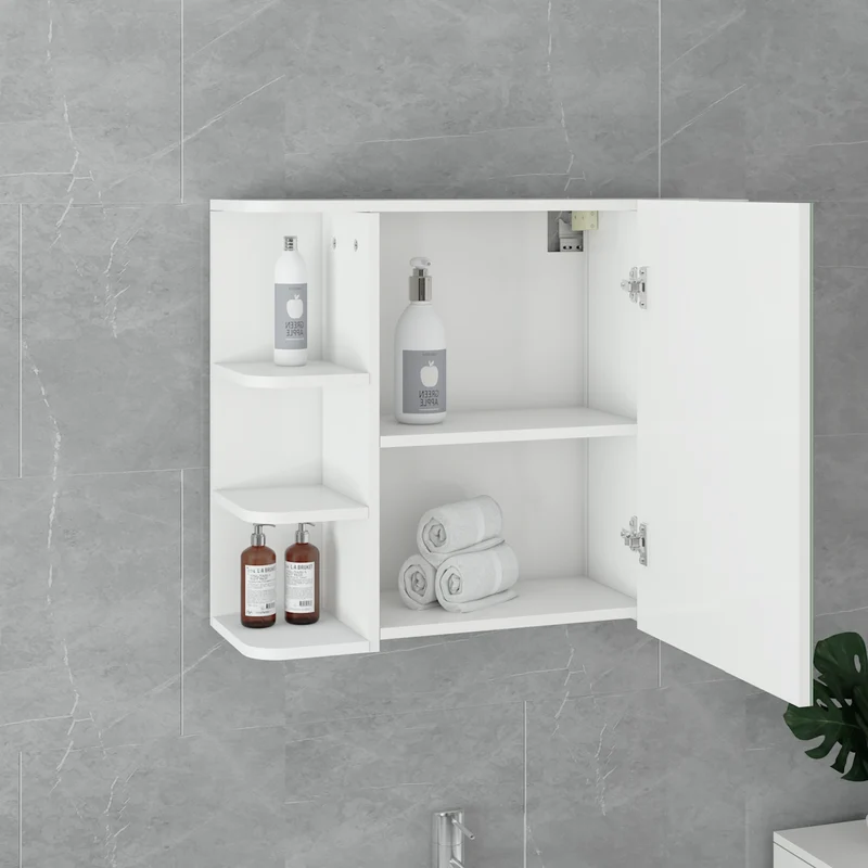 Badmöbel Set 2-Teilig modernen Stil Weiß aus Holz ML-Design