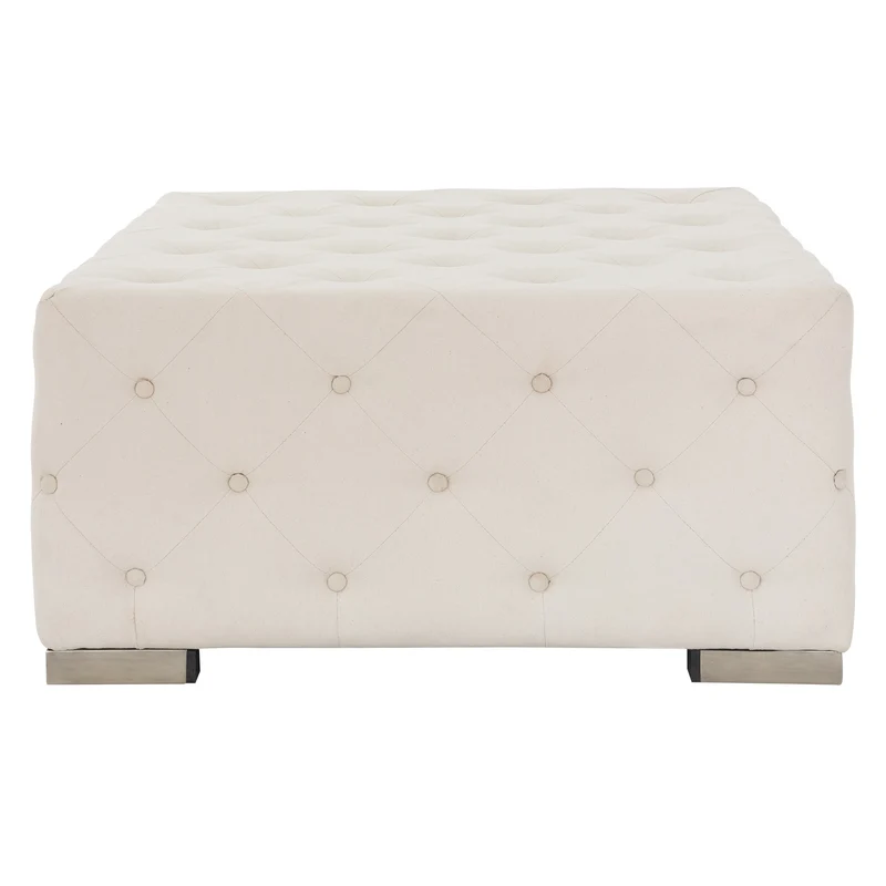 Sitzhocker XXL 90x45x90 cm Creme aus Leinen mit Metallfüße WOMO-Design