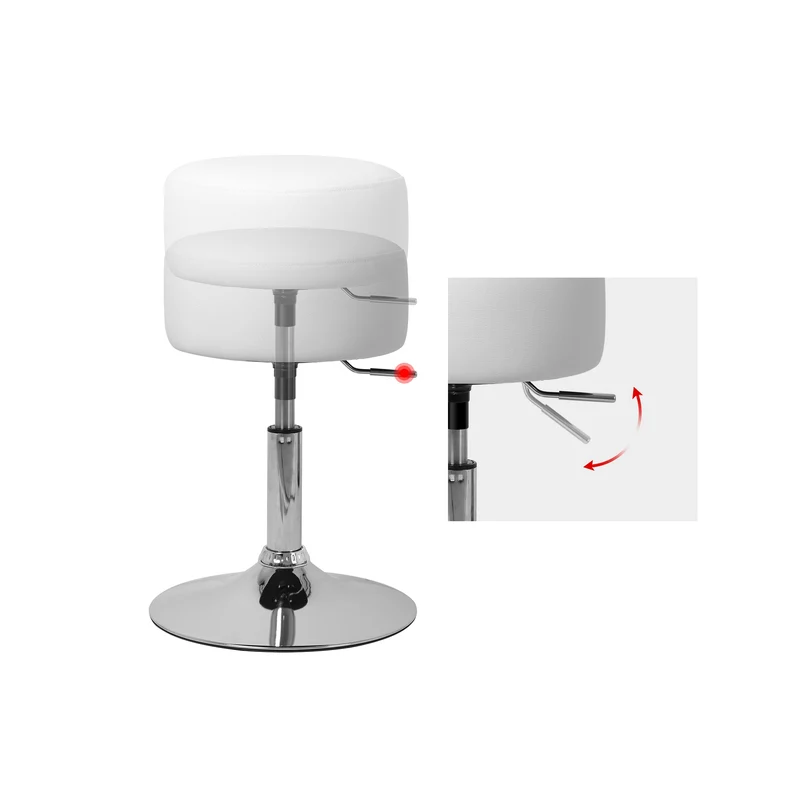 Sitzhocker Ø 33 cm Weiß aus verchromter Stahl ML-Design