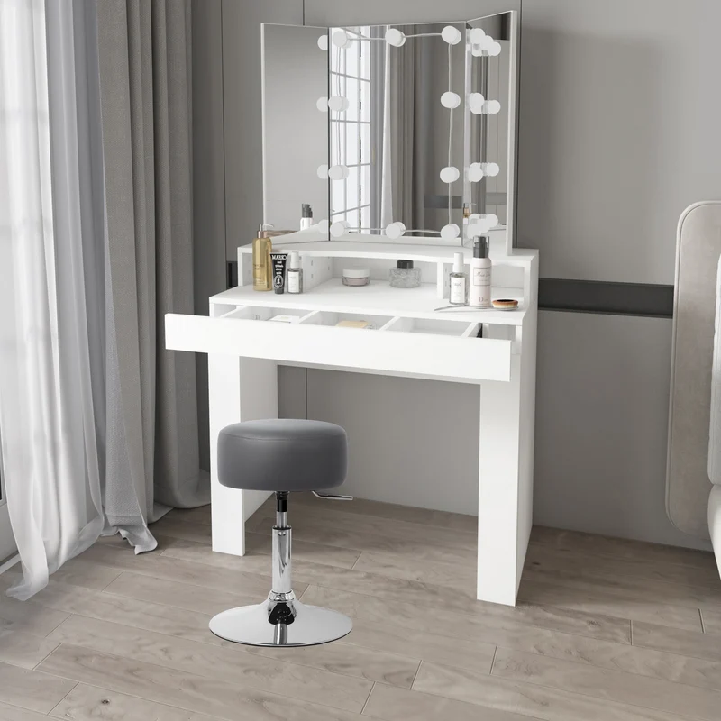 Sitzhocker Ø 33 cm Grau aus verchromter Stahl ML-Design