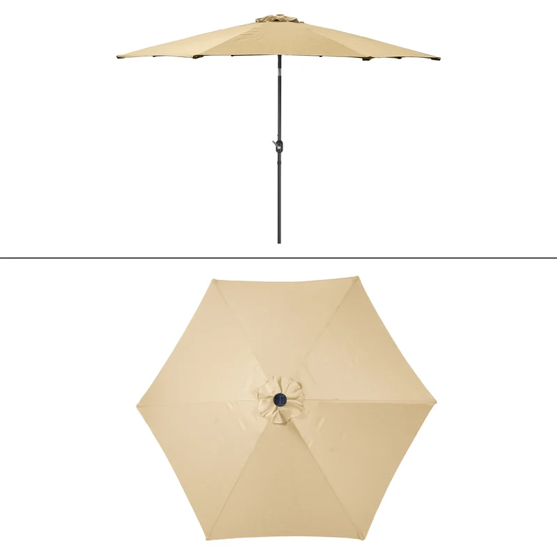 Sonnenschirm mit Kurbel inkl. LED-Solar Ø 300 cm Braun aus Polyester