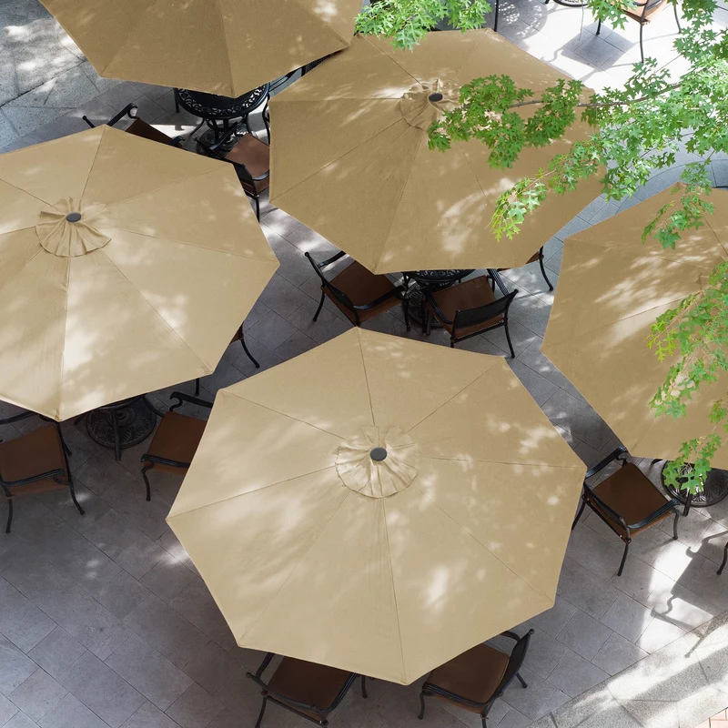 Sonnenschirm mit Kurbel inkl. LED-Solar Ø 300 cm Braun aus Polyester