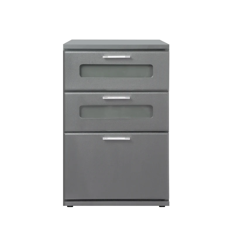 B-Ware Nachttisch mit drei Schubladen 40x60x38 cm Grau aus Holz ML-Design