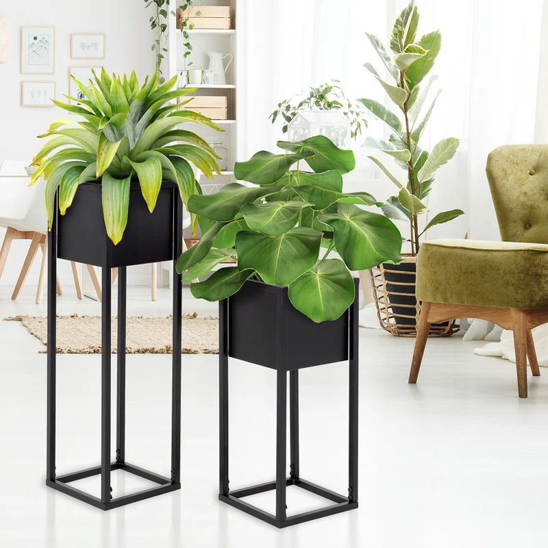 B-Ware Blumenständer 2er Set Schwarz aus Metall ML-Design
