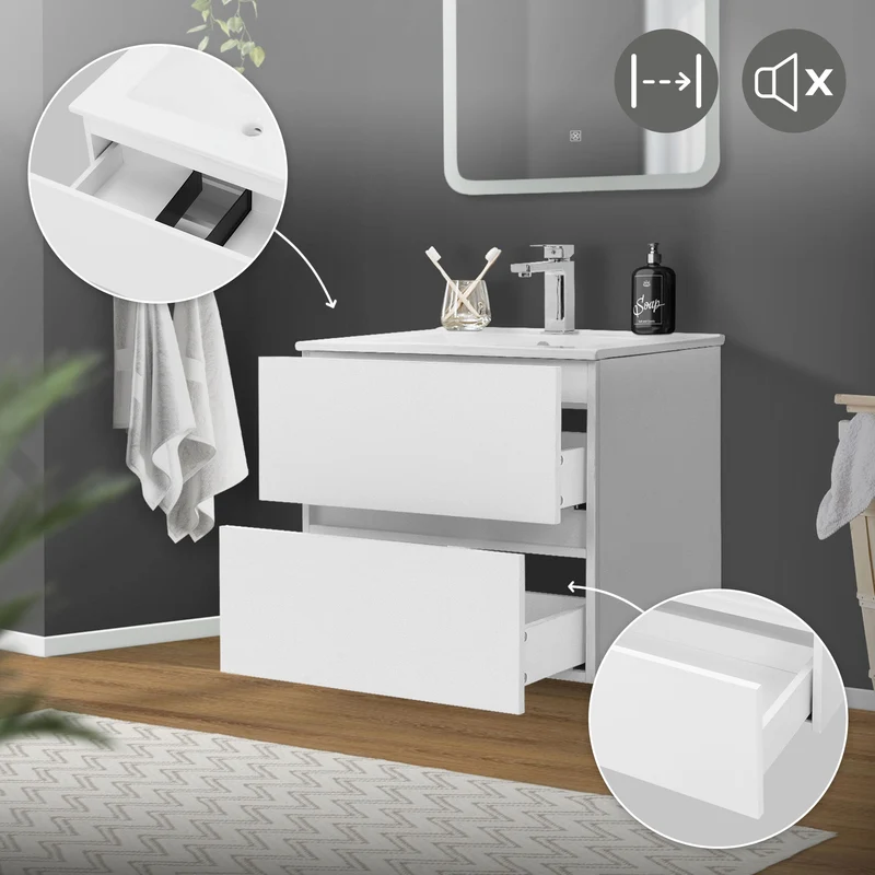 Badmöbel Set 3-Teilig Weiß aus MDF ML-Design