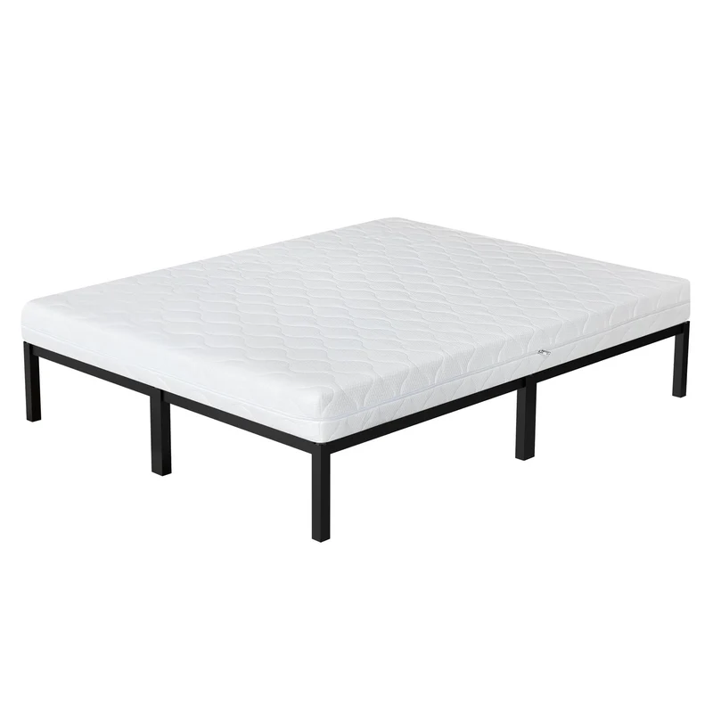 Bettgestell Einzelbett 90x200cm aus Metall in Schwarz mit Lattenrost & Matratze H-16cm ML-Design