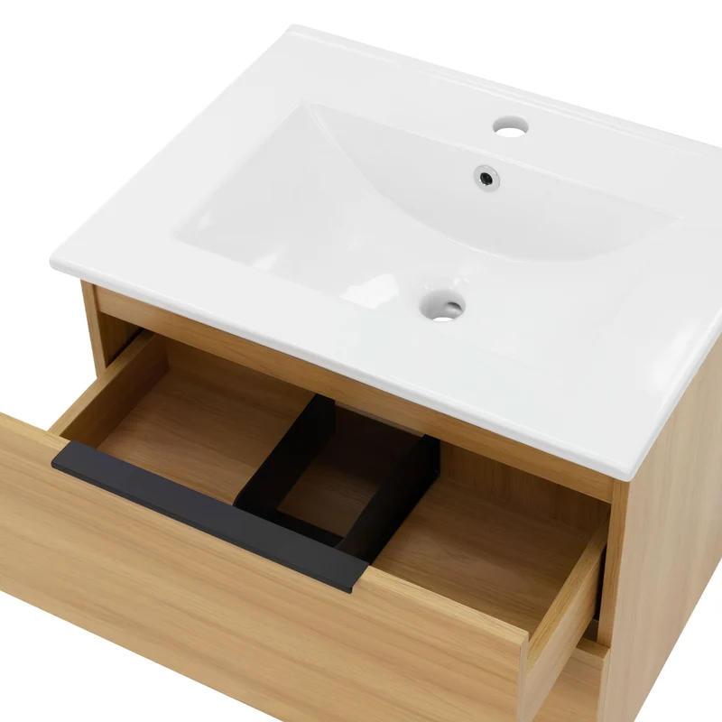 Badmöbel Badezimmermöbel Set 2-Teilig Unterschrank Waschbecken 61x53,5x46,5 cm Optik in Teak ML-Design