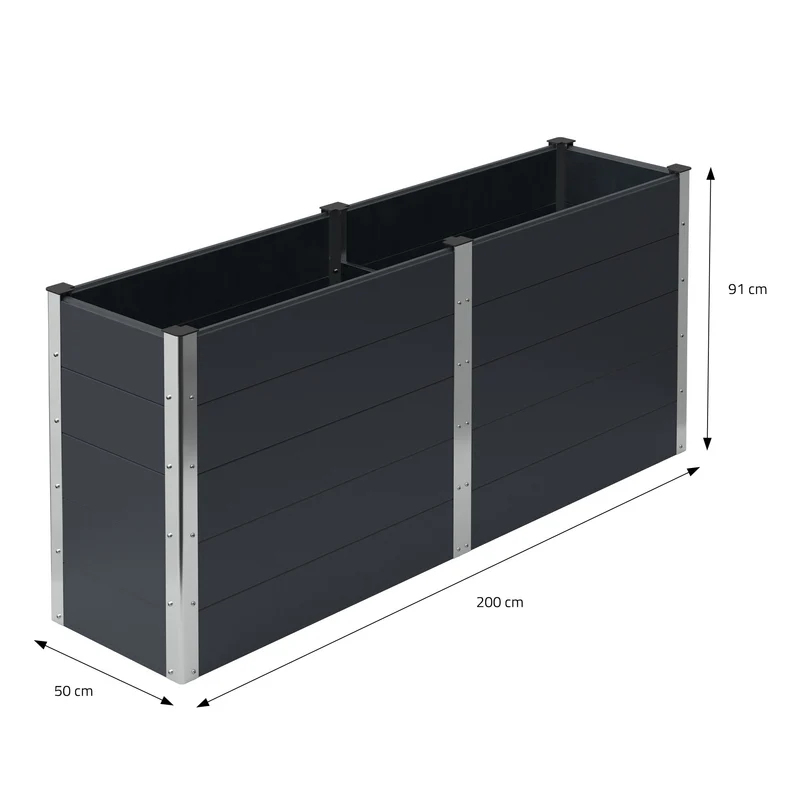 Hochbeet 200x50x91 cm Anthrazit aus WPC ML-Design