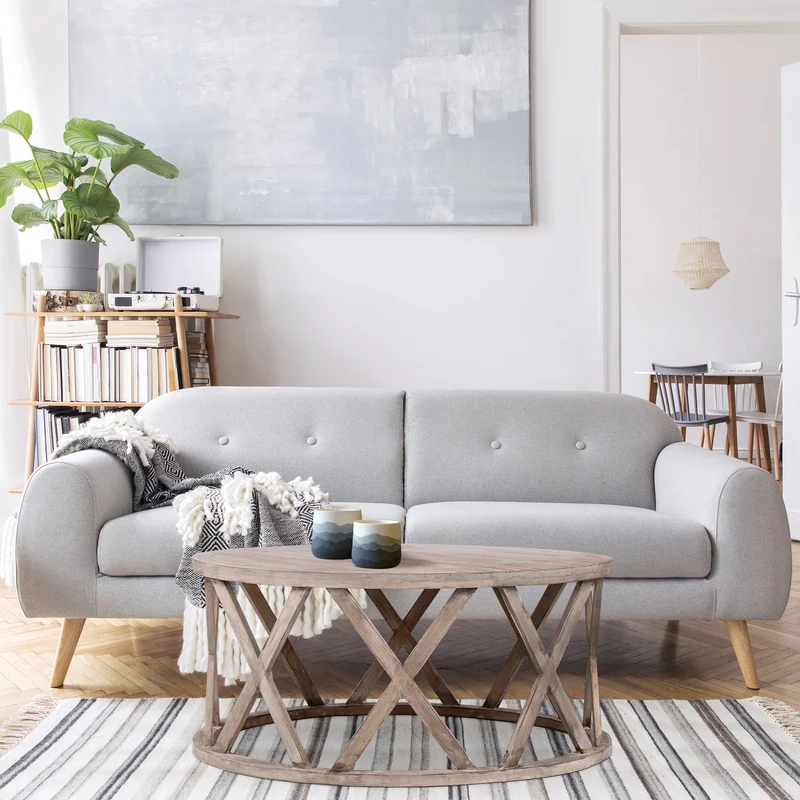 B-Ware Couchtisch Ø 100x45 cm Braun aus Mangoholz WOMO-Design