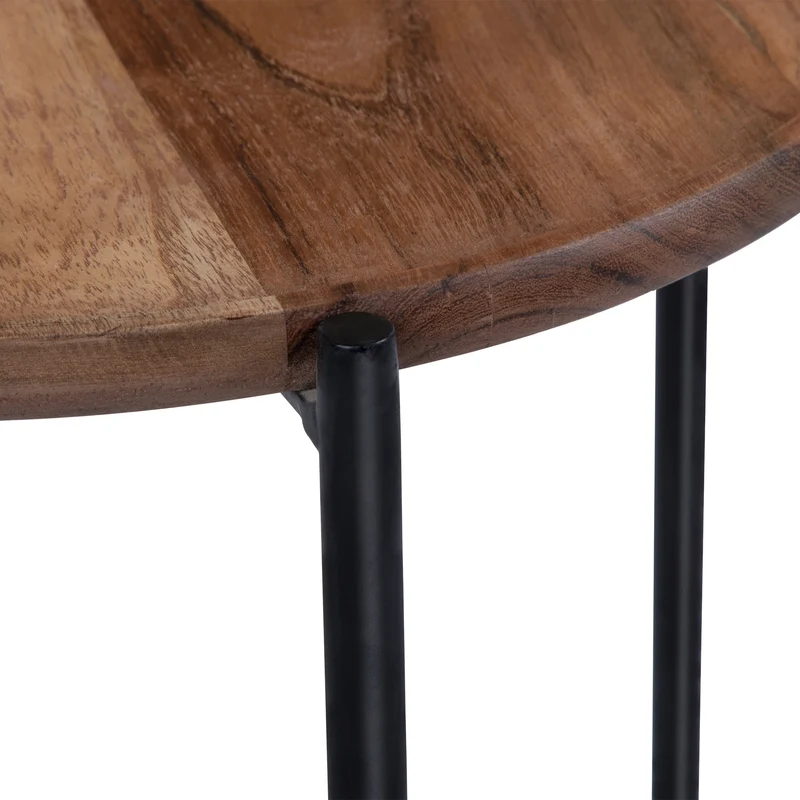 B-Ware Beistelltisch 2er Set Ø 40x55 / 35x50 cm Natur aus Mangoholz und Eisen WOMO-Design