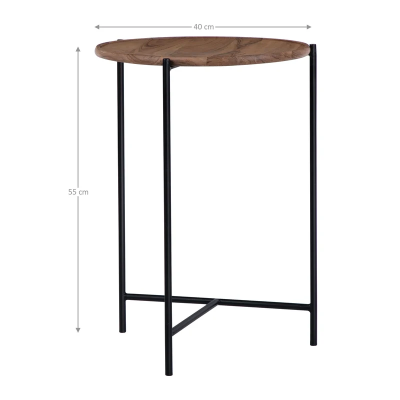 B-Ware Beistelltisch 2er Set Ø 40x55 / 35x50 cm Natur aus Mangoholz und Eisen WOMO-Design