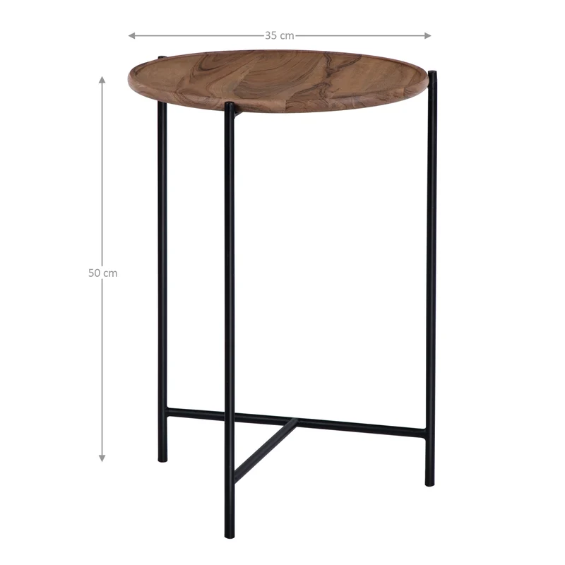 B-Ware Beistelltisch 2er Set Ø 40x55 / 35x50 cm Natur aus Mangoholz und Eisen WOMO-Design