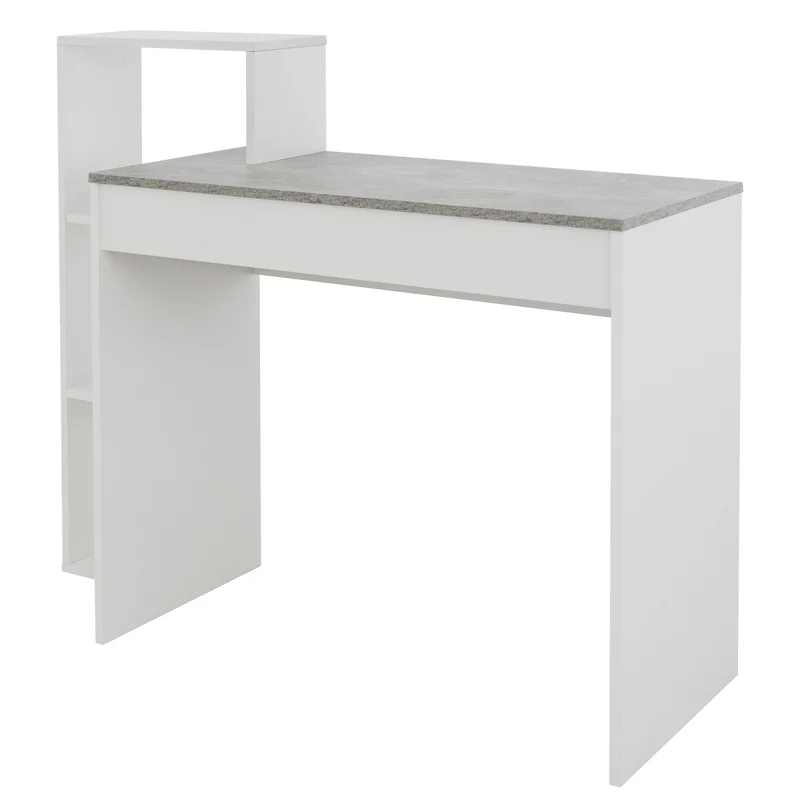 Schreibtisch mit Regal 110x72x40 cm Weiß/Beton-Optik aus Holz ML-Design