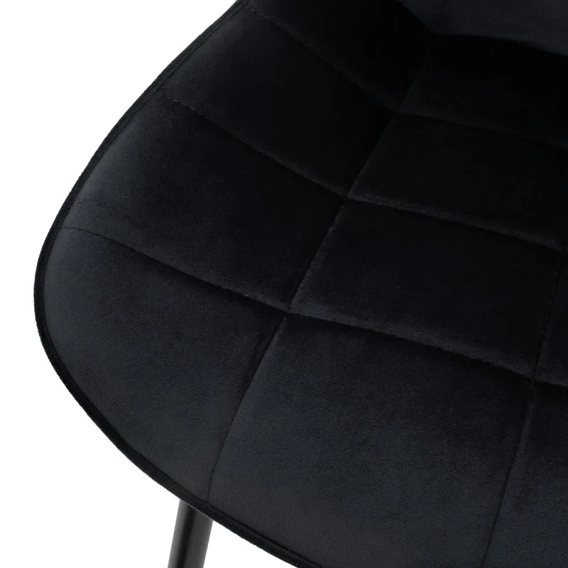 B-Ware Esszimmerstuhl 2er Set Quadrat Steppung Schwarz Samtbezug mit Metallbeinen inkl. Montagematerial ML-Design