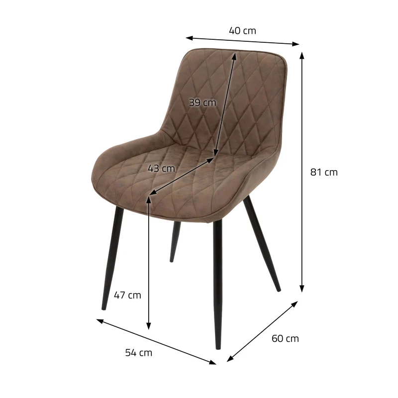 6er Set Esszimmerstuhl Rauten Steppung Braun Kunstlederbezug mit Metallbeinen inkl. Montagematerial ML-Design