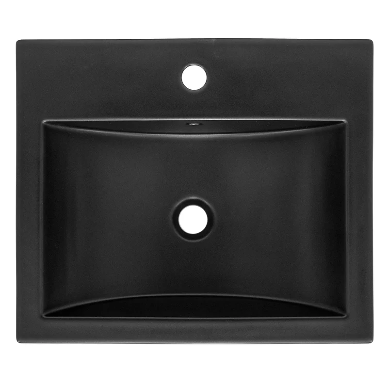 Waschbecken inkl. Ablaufgarnitur Silber mit Überlauf 53,5x46x16,5 cm Schwarz matt aus Keramik ML-Design