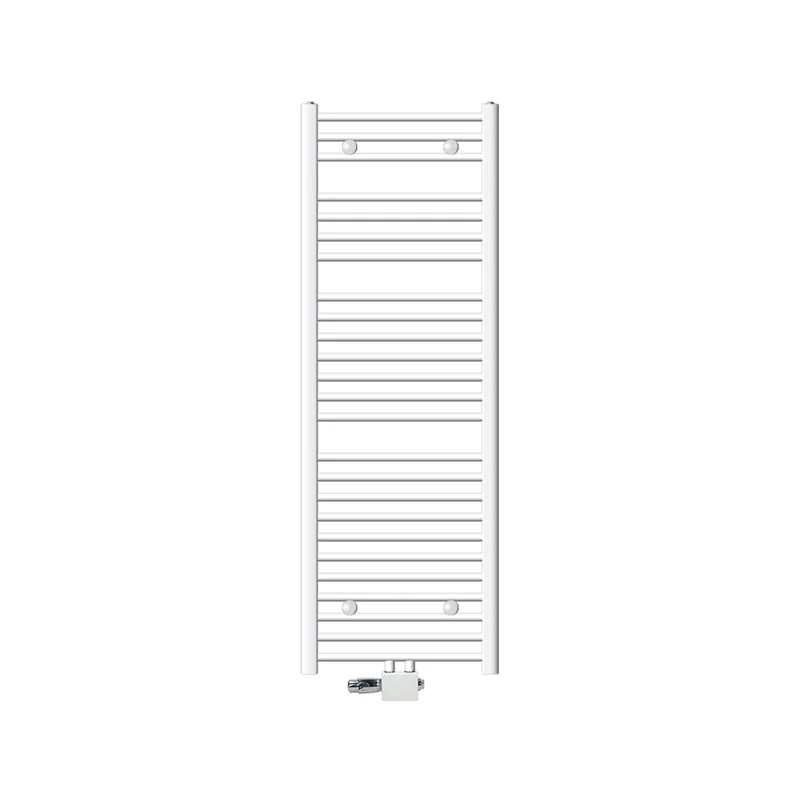 Badheizkörper Mittelanschluss 500x1500 mm Weiß gebogen mit Universale Anschlussgarnitur LuxeBath