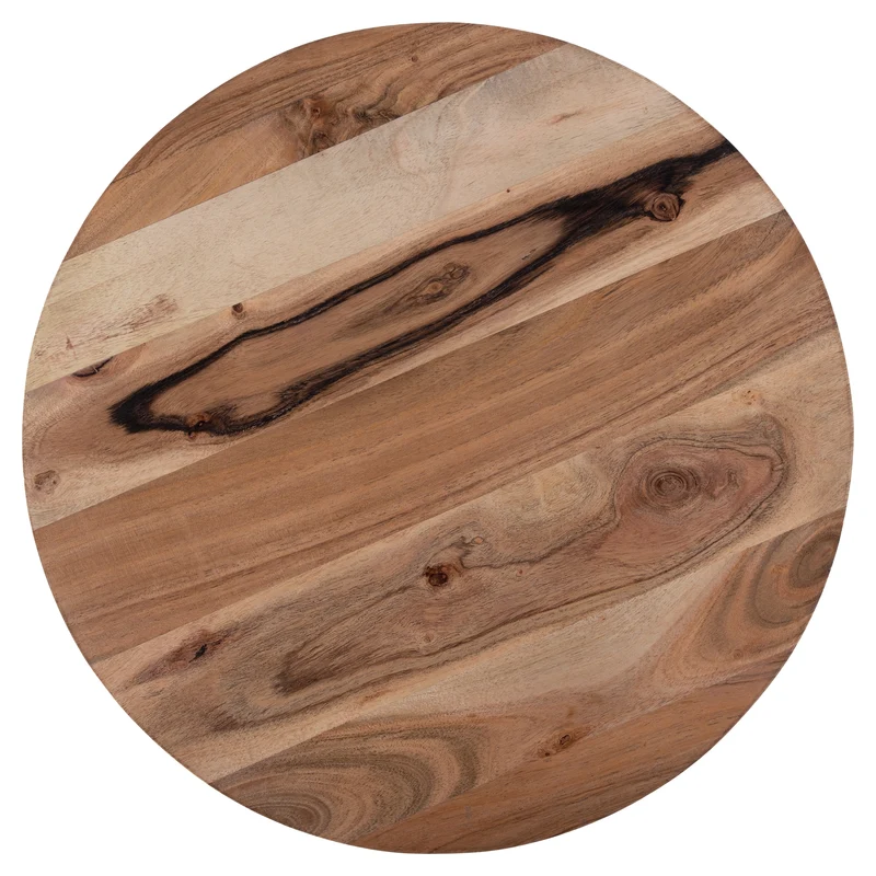 Beistelltisch 2er Set Natur/Silber Ø 43x52 / 38x45 cm rund aus Mangoholz und Eisen WOMO-Design
