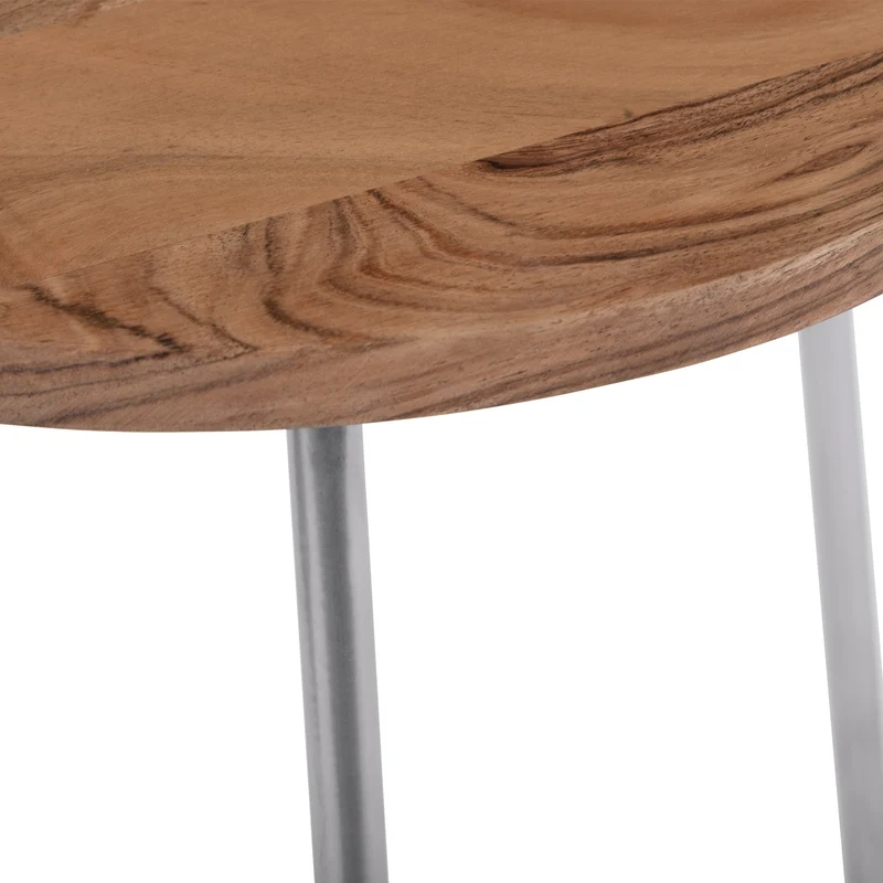 Beistelltisch 2er Set Natur/Silber Ø 43x52 / 38x45 cm rund aus Mangoholz und Eisen WOMO-Design