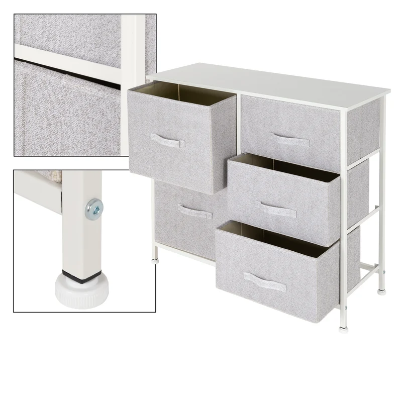 Kommode mit 5 Schubladen 80x30x70 cm Weiß aus MDF ML-Design