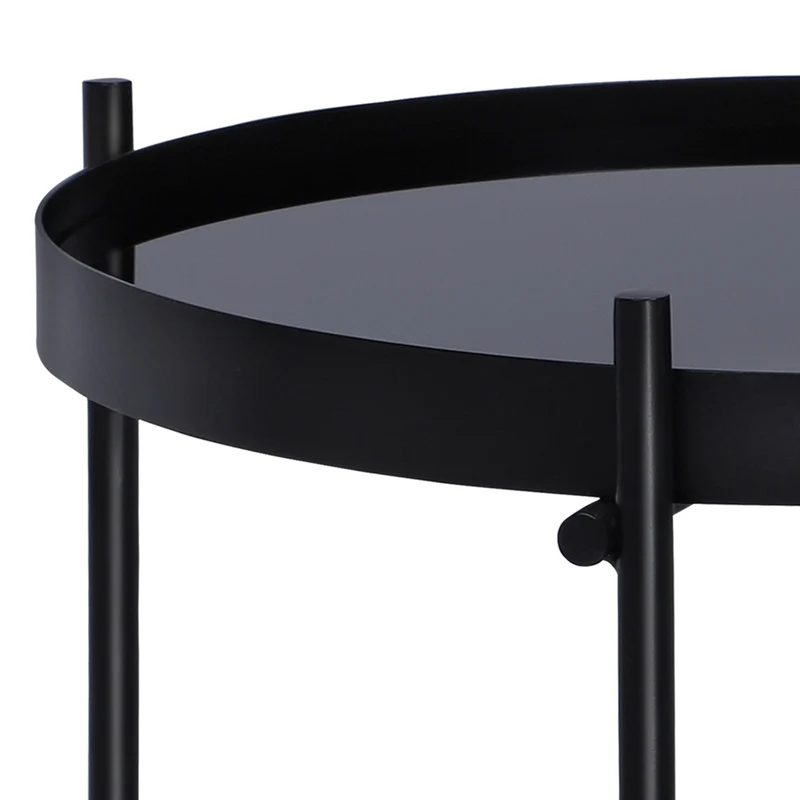 Beistelltisch Ø 43x45 cm Schwarz aus Metall und Glas WOMO-Design