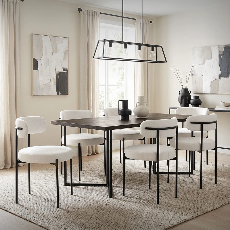 Esszimmerstuhl 2er Set mit Teddystoff mit Rückenlehne Weiß Küchenstuhl ML-Design
