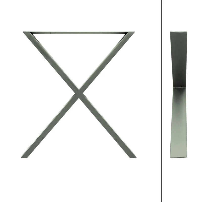 Tischbeine Tischgestell 2er Set X-Design 60 x 72 cm Steingrau aus Stahl ML-Design