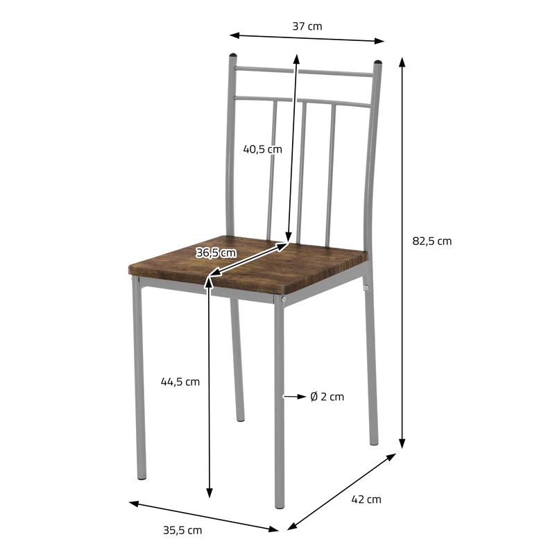 Essgruppe für 4 Personen 5-teilig mit Esstisch und 4 Stühlen Braun aus Holz ML-Design