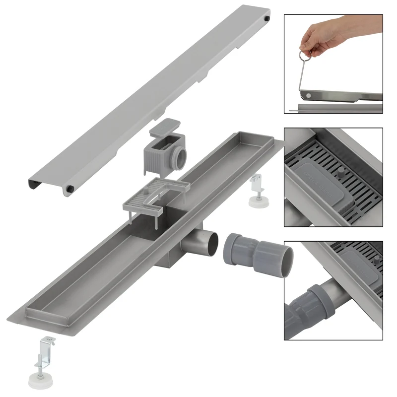 ML-Design Duschrinne geschlossen 70cm Silber aus Edelstahl