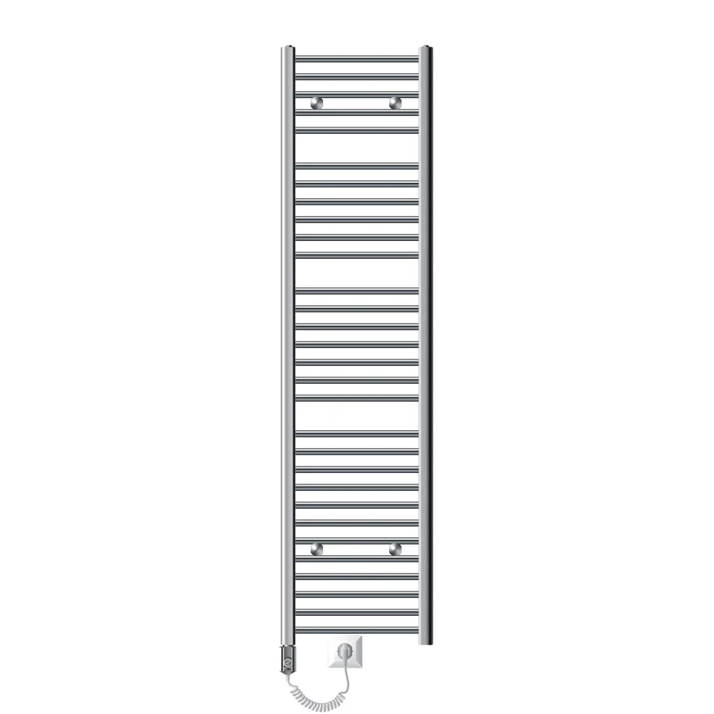 Elektrischer Badheizkörper mit Heizstab 1200W 400x1800 mm Chromegebogen Seitenanschluss & Thermostat Digitalanzeige LuxeBath
