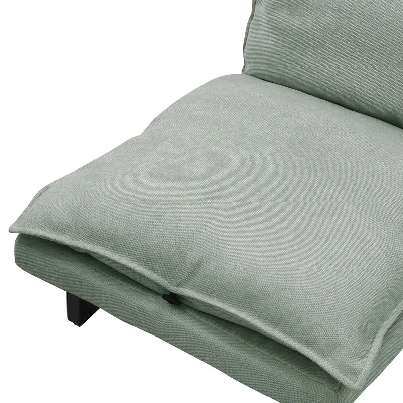 B-Ware Bodenstuhl Grau-Grün Bodensessel gepolstert verstellbare Rückenlehne Leinenbezug robustes Stahlgestell ML-Design