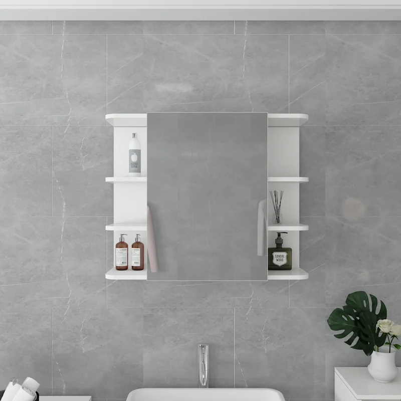Badmöbel Set 4-Teilig modernen Stil Weiß aus Holz ML-Design