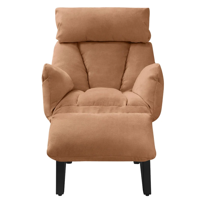 B-Ware Loungesessel mit Armlehnen Braun Relaxsessel mit Leinenbezug ML-Design