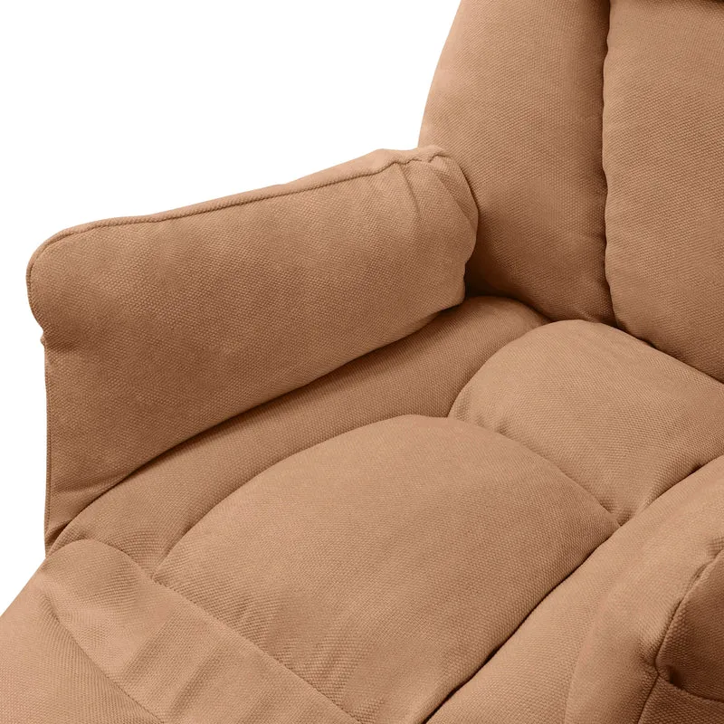 B-Ware Loungesessel mit Armlehnen Braun Relaxsessel mit Leinenbezug ML-Design