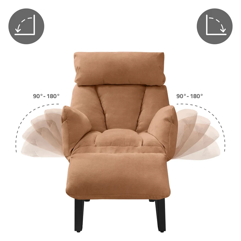 B-Ware Loungesessel mit Armlehnen Braun Relaxsessel mit Leinenbezug ML-Design