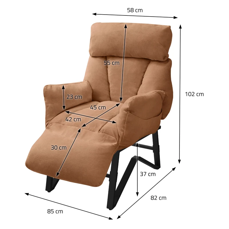 B-Ware Loungesessel mit Armlehnen Braun Relaxsessel mit Leinenbezug ML-Design