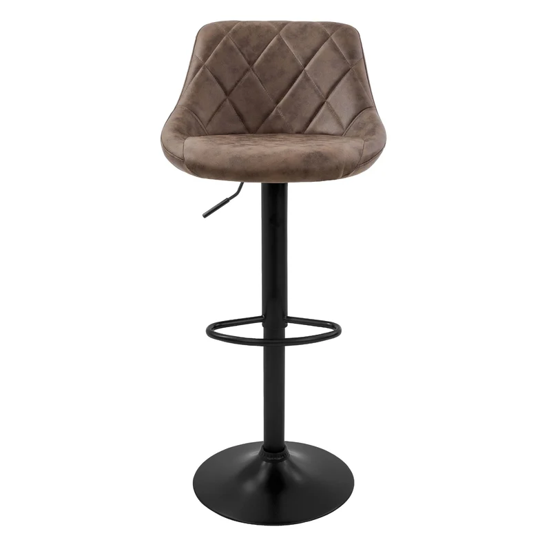 B-Ware Barhocker 2er Set Braun Kunstlederbezug mit Rückenlehne und Fußstütze höhenverstellbar 62-82 cm ML-Design