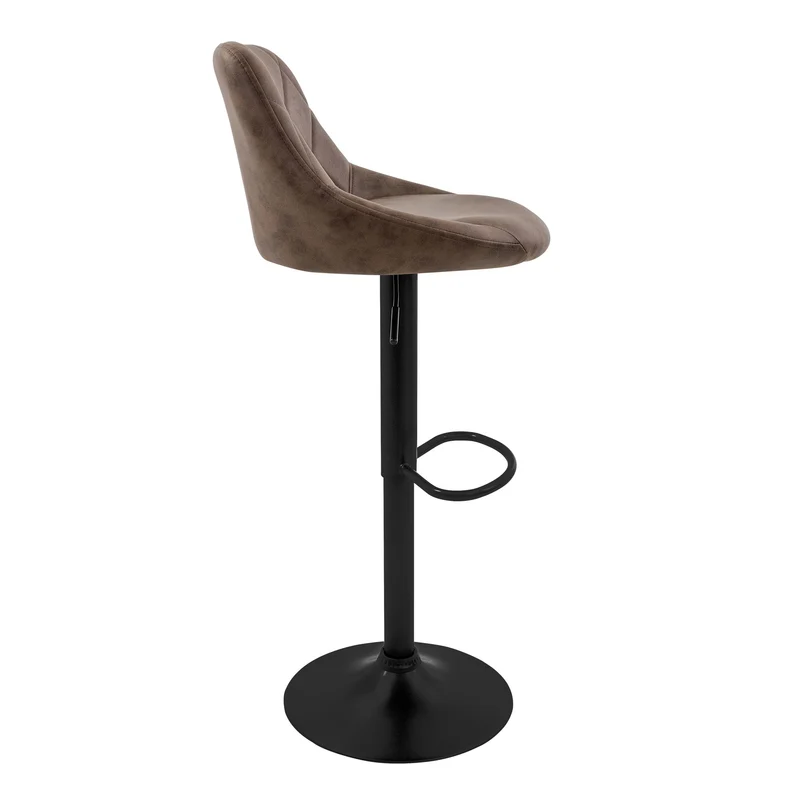 B-Ware Barhocker 2er Set Braun Kunstlederbezug mit Rückenlehne und Fußstütze höhenverstellbar 62-82 cm ML-Design