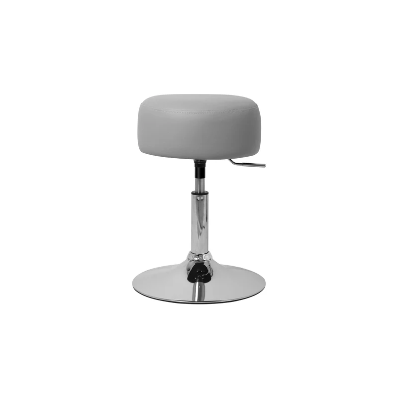 2er Set Sitzhocker Ø 33 cm Hellgrau aus verchromter Stahl ML-Design