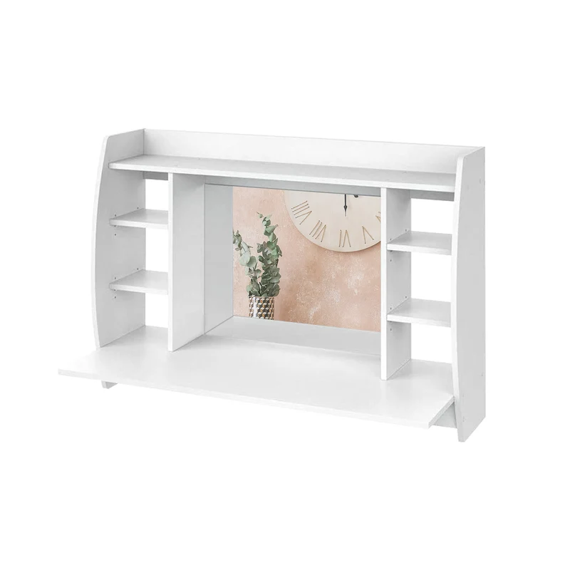 Wandschminktisch mit Spiegel 110x75x48,5 cm Weiß aus MDF inkl. Hocker ML-Design