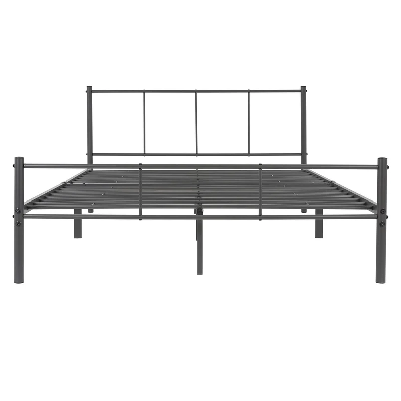 B-Ware Bettgestell Dopplbett Metallbett 160x200 cm Anthrazit mit Lattenrost & Kopfteil ML-Design
